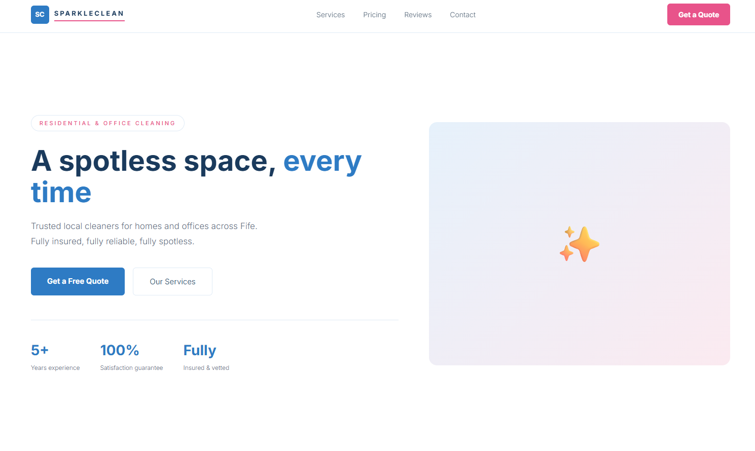 SparkleClean website