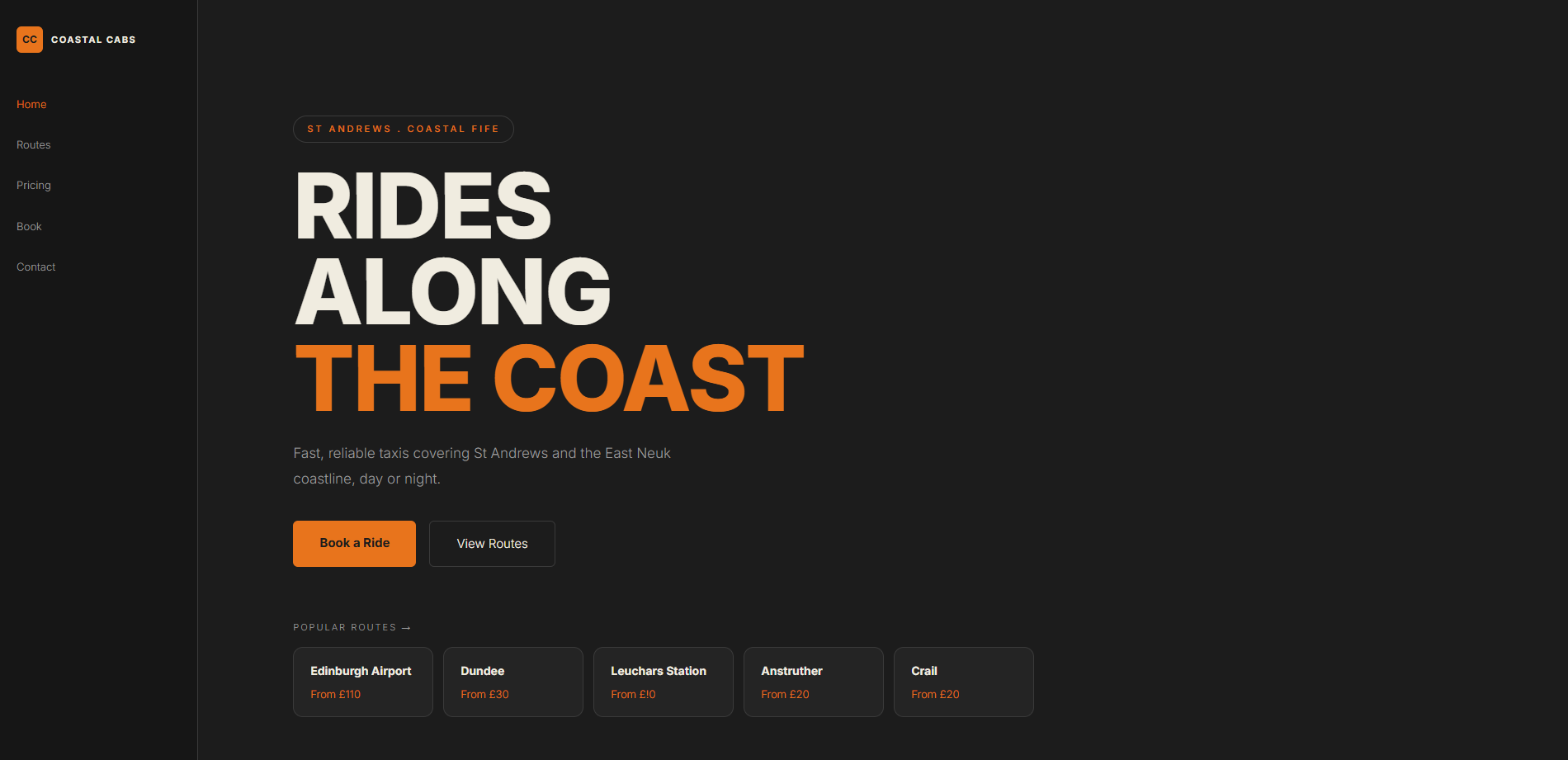 Coastal Cabs website
