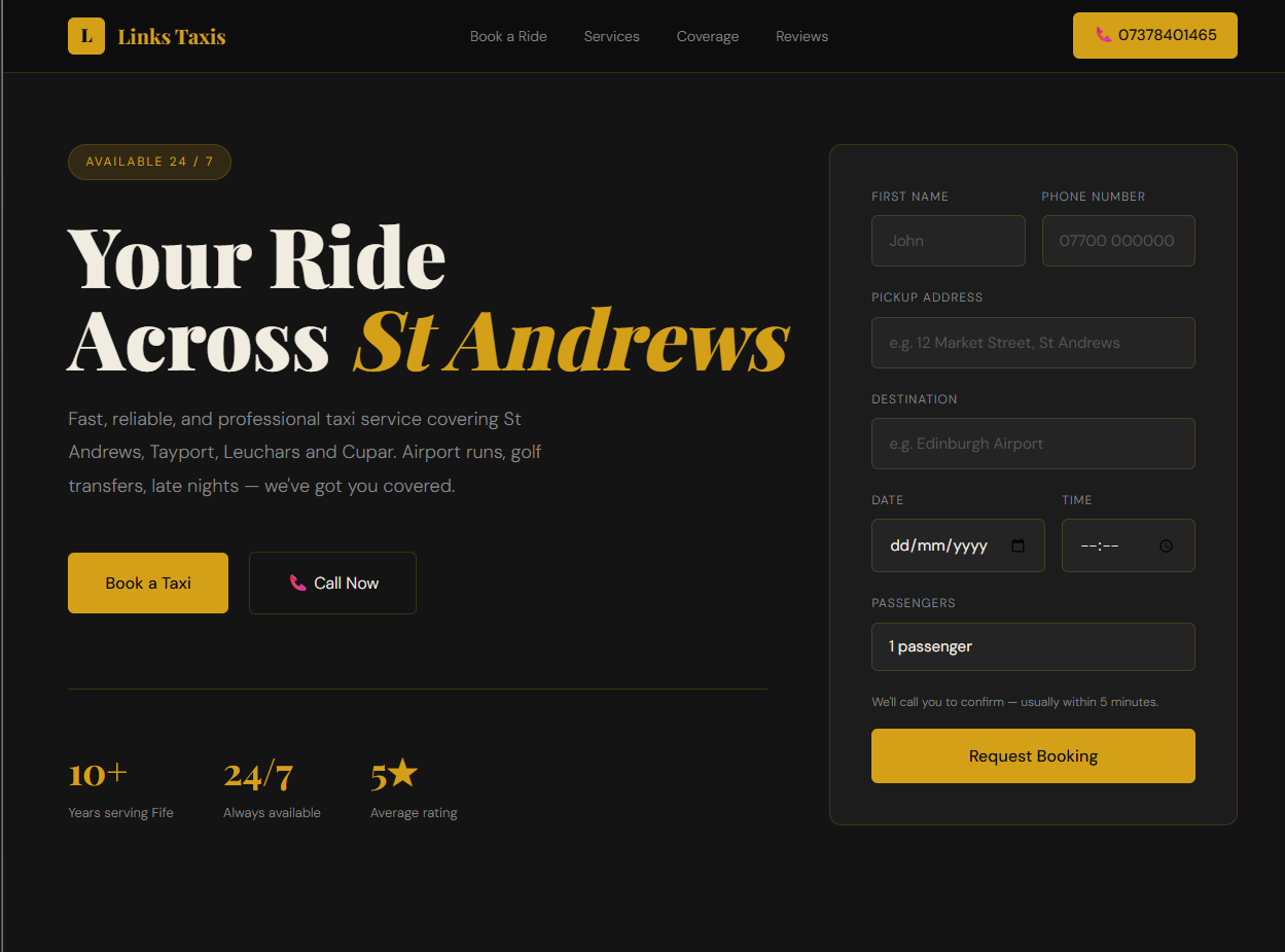 Links Taxis website